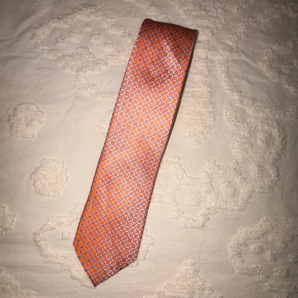 Boy’s orange and blue print Izod silk tie